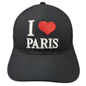 AKER Baseball Cap Black One Size I Heart Paris Perforated Strapback Hat